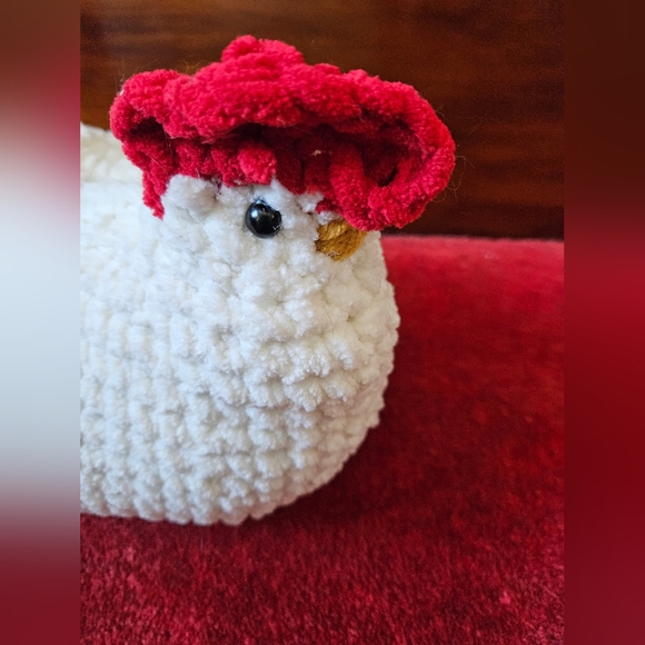White Chunky Crochet Chicken Rooster amigurumi doll - Picture 3 of 11